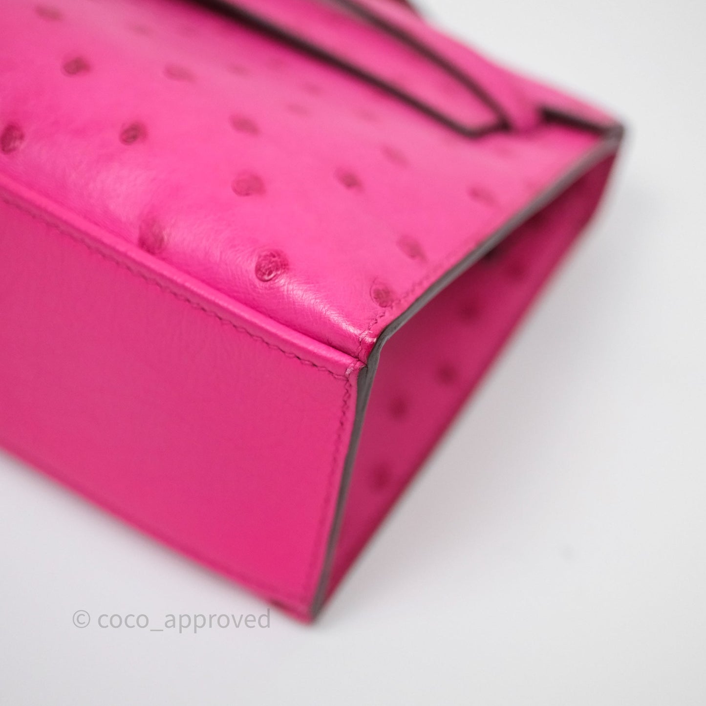 Hermès Kelly Pochette Clutch Rose Tyrien Ostrich Palladium Hardware