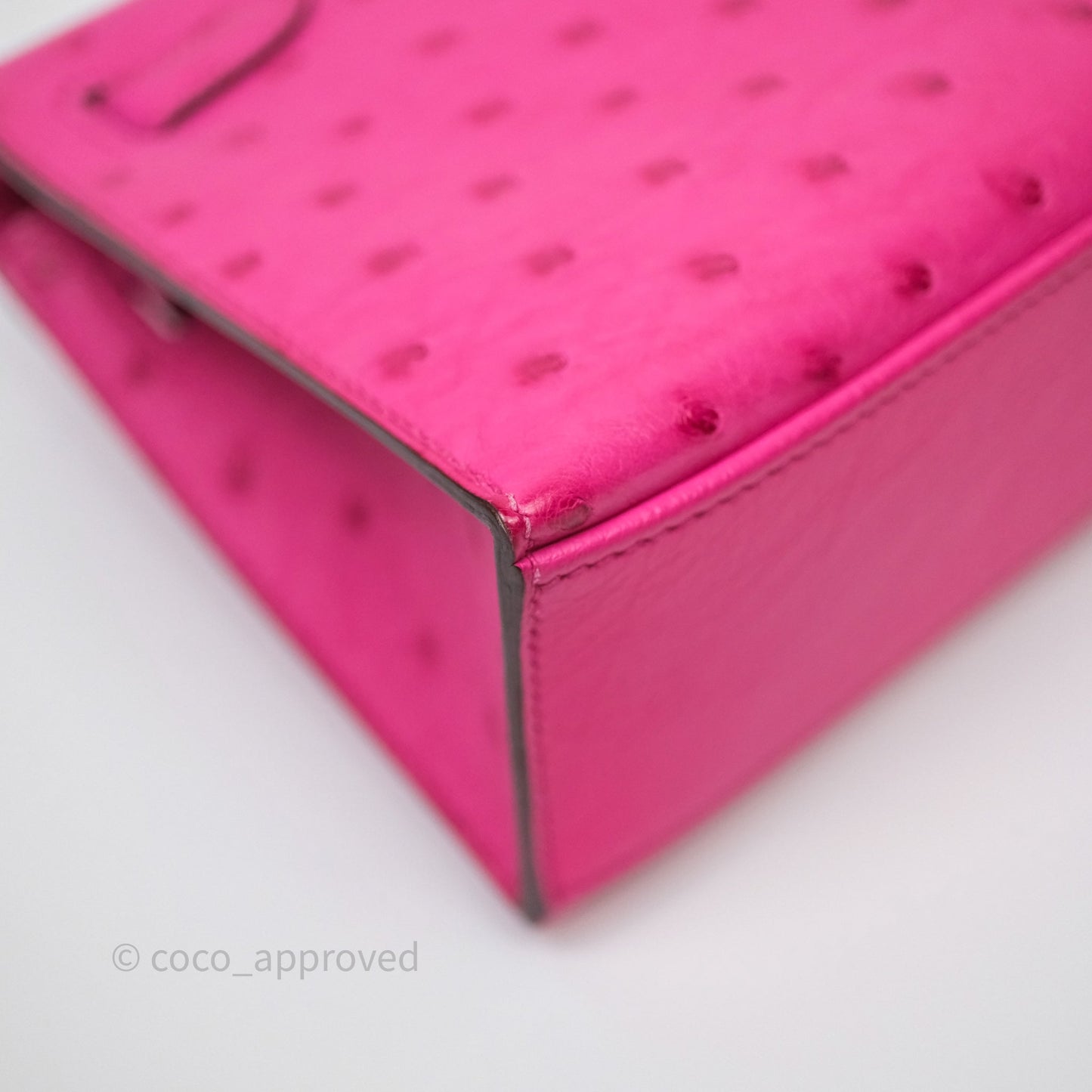 Hermès Kelly Pochette Clutch Rose Tyrien Ostrich Palladium Hardware