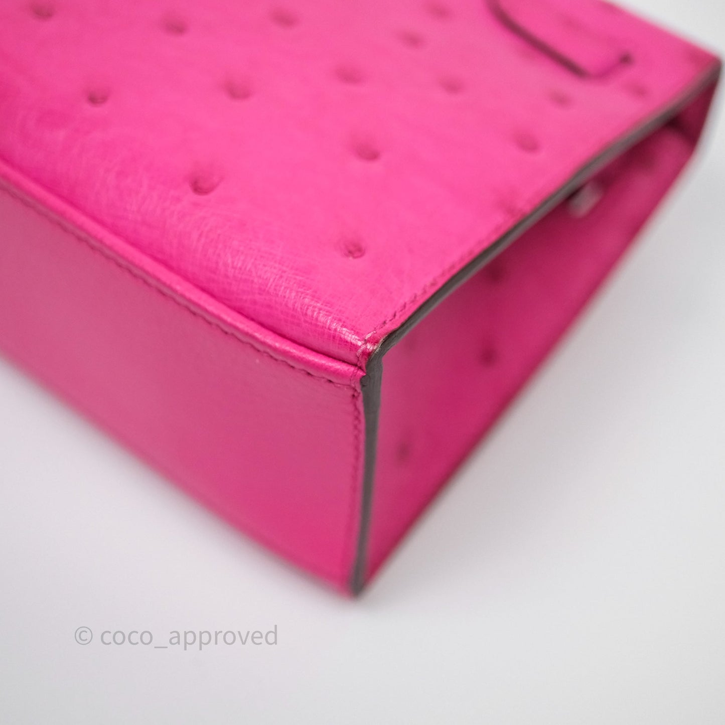Hermès Kelly Pochette Clutch Rose Tyrien Ostrich Palladium Hardware