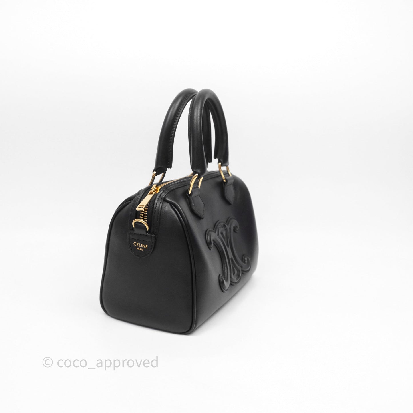 Celine Small Boston Bag Black Calfskin Gold Hardware