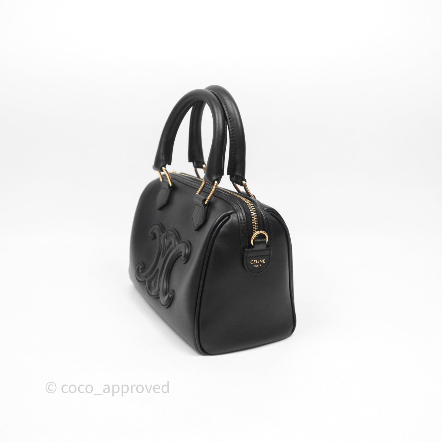 Celine Small Boston Bag Black Calfskin Gold Hardware