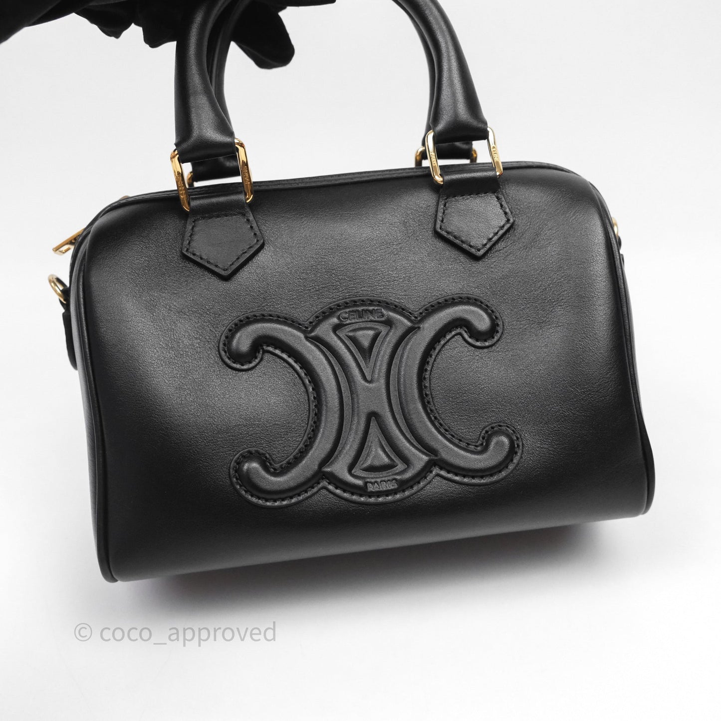 Celine Small Boston Bag Black Calfskin Gold Hardware