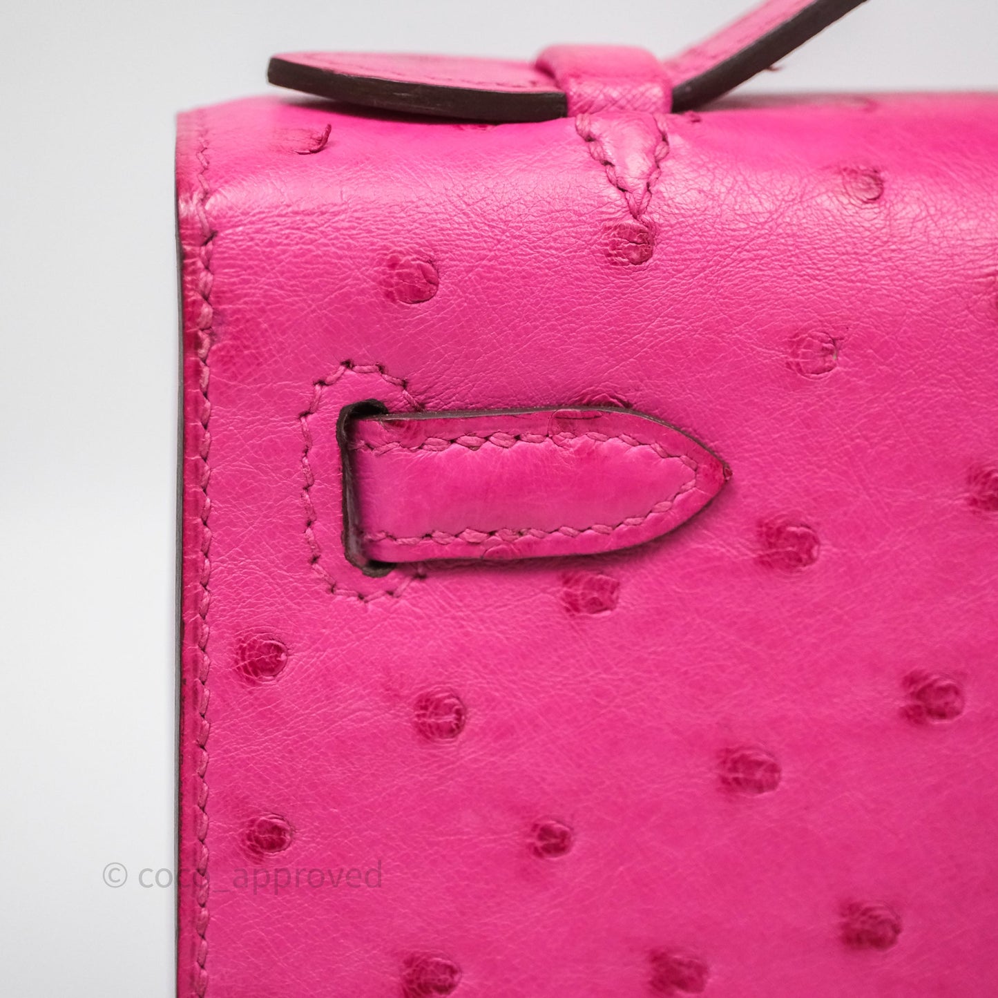 Hermès Kelly Pochette Clutch Rose Tyrien Ostrich Palladium Hardware