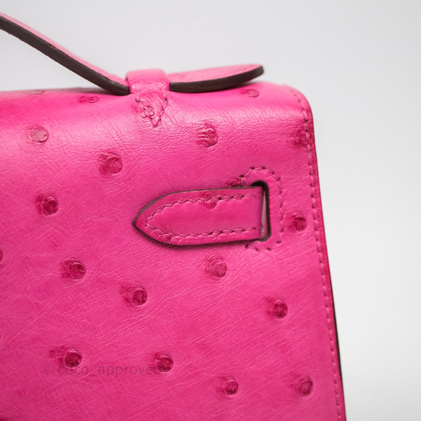 Hermès Kelly Pochette Clutch Rose Tyrien Ostrich Palladium Hardware