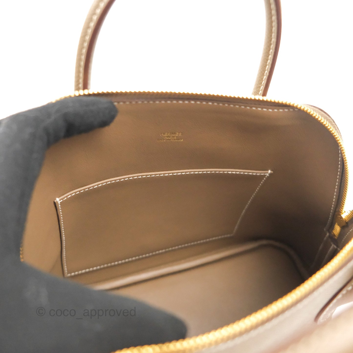 Hermès Bolide 1923 25 Etoupe Epsom Gold Hardware