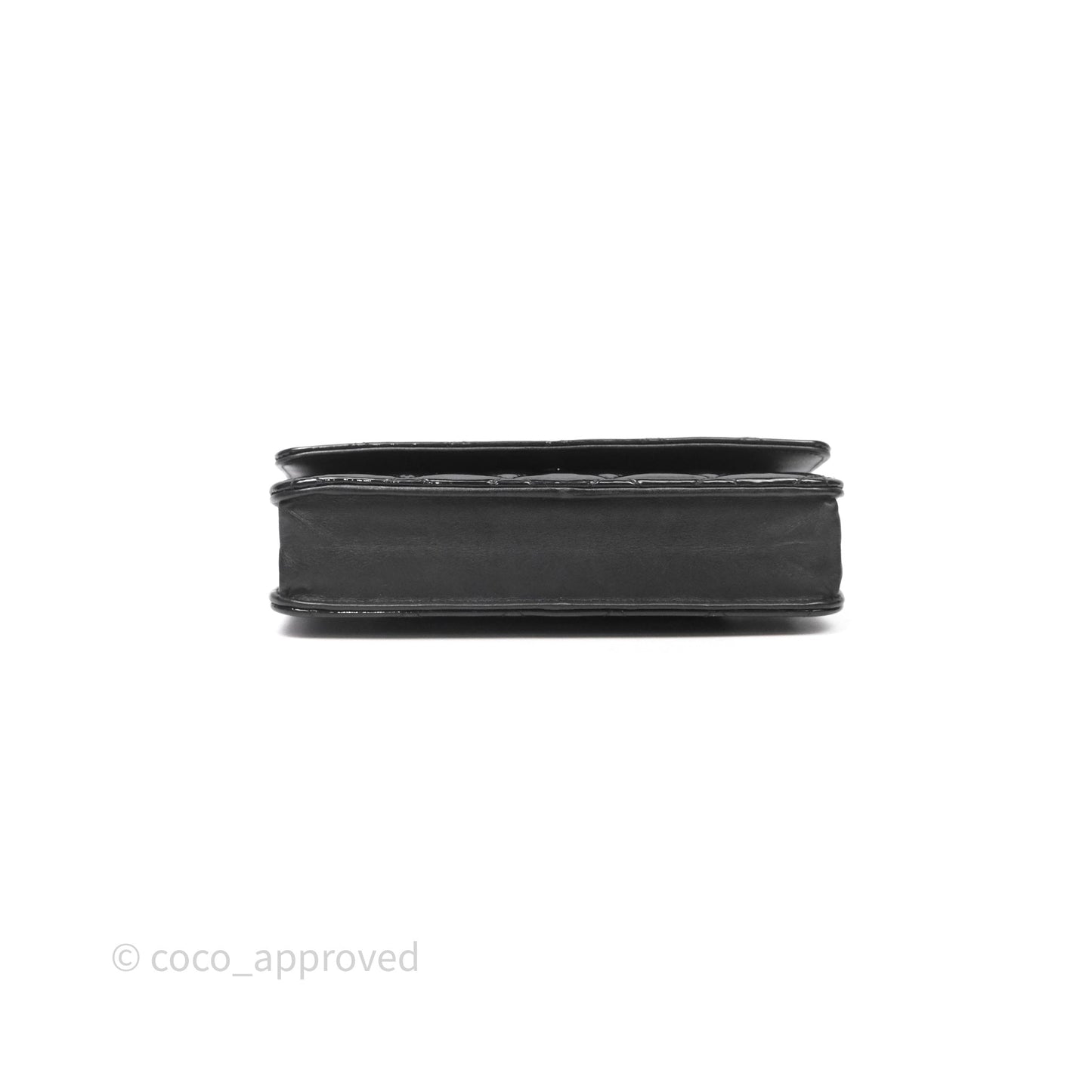 Chanel Quilted Wallet on Chain WOC Patent Leather So Black
