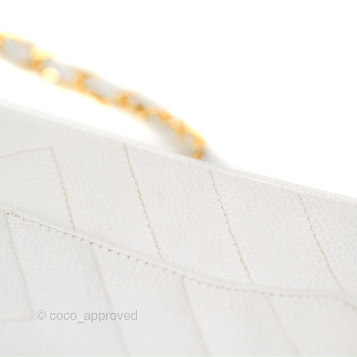 Chanel Chevron Quilted Tassel Camera Case White Caviar Gold Hardware