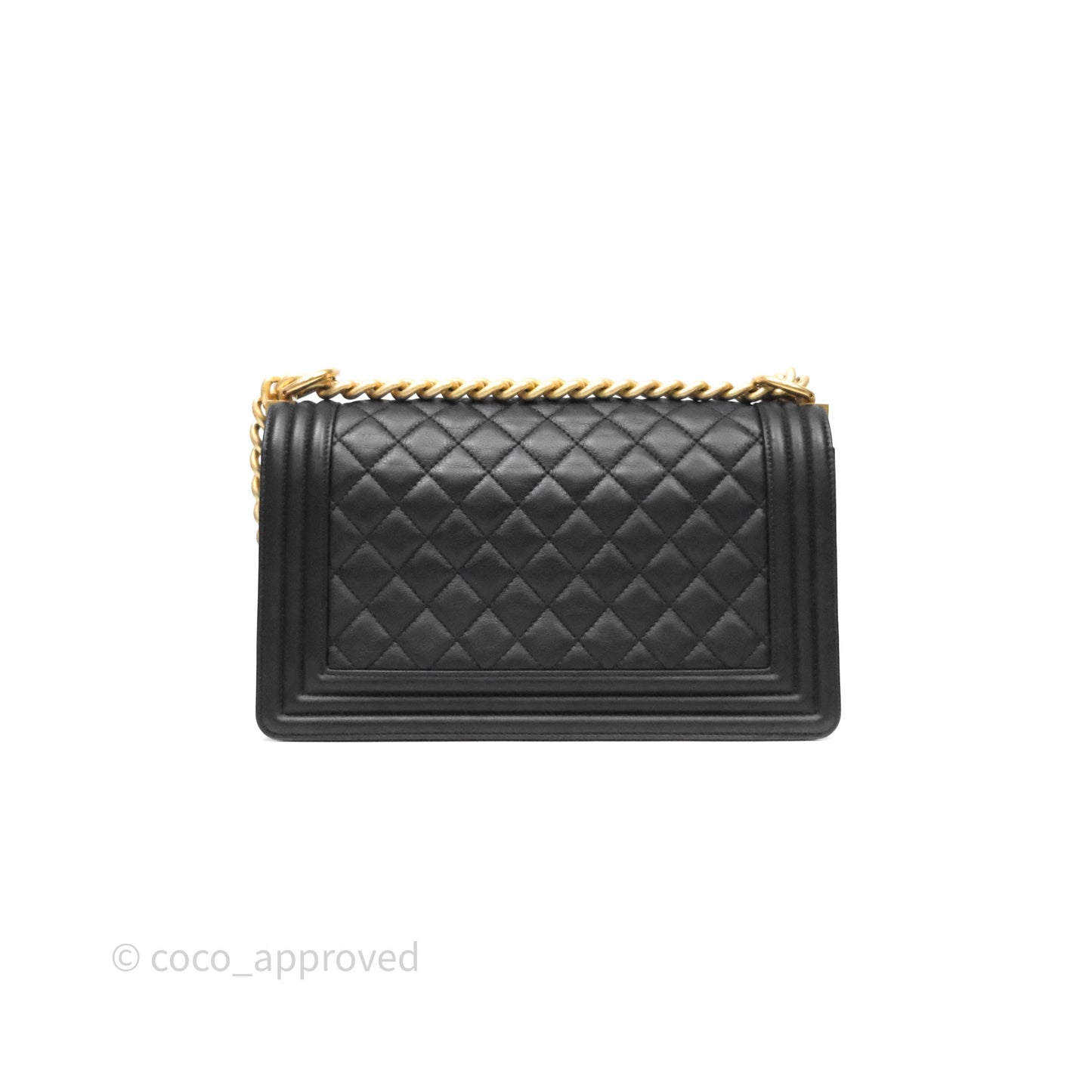 Chanel Medium Boy Quilted Black Calfskin Aged Gold Hardware