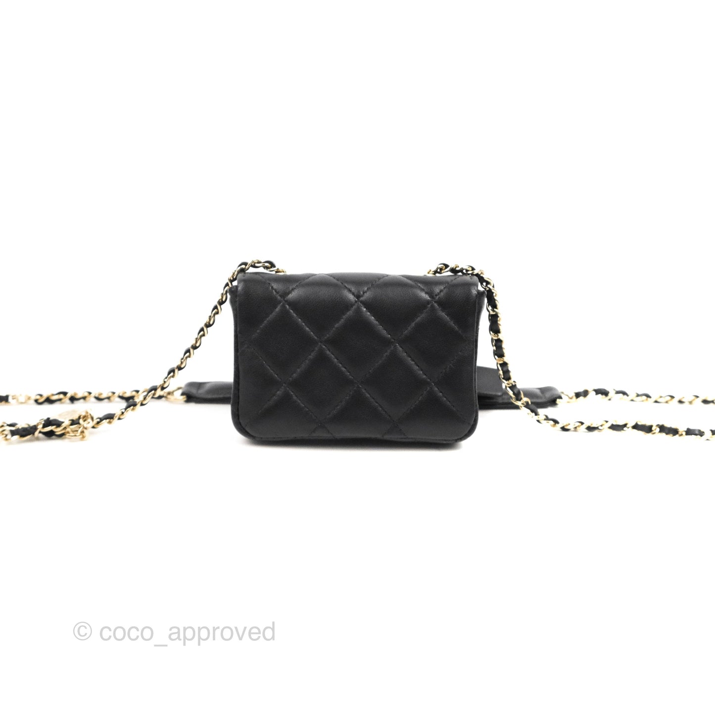 Chanel Bow Chain Belt Bag Black Lambskin Gold Hardware