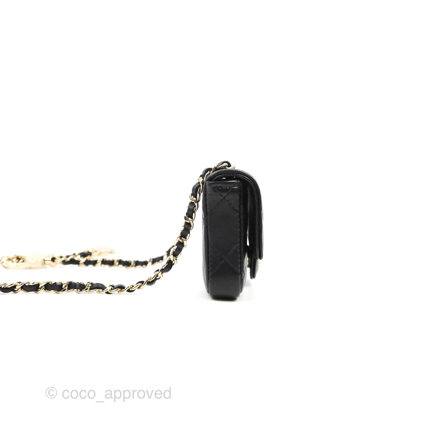 Chanel Bow Chain Belt Bag Black Lambskin Gold Hardware