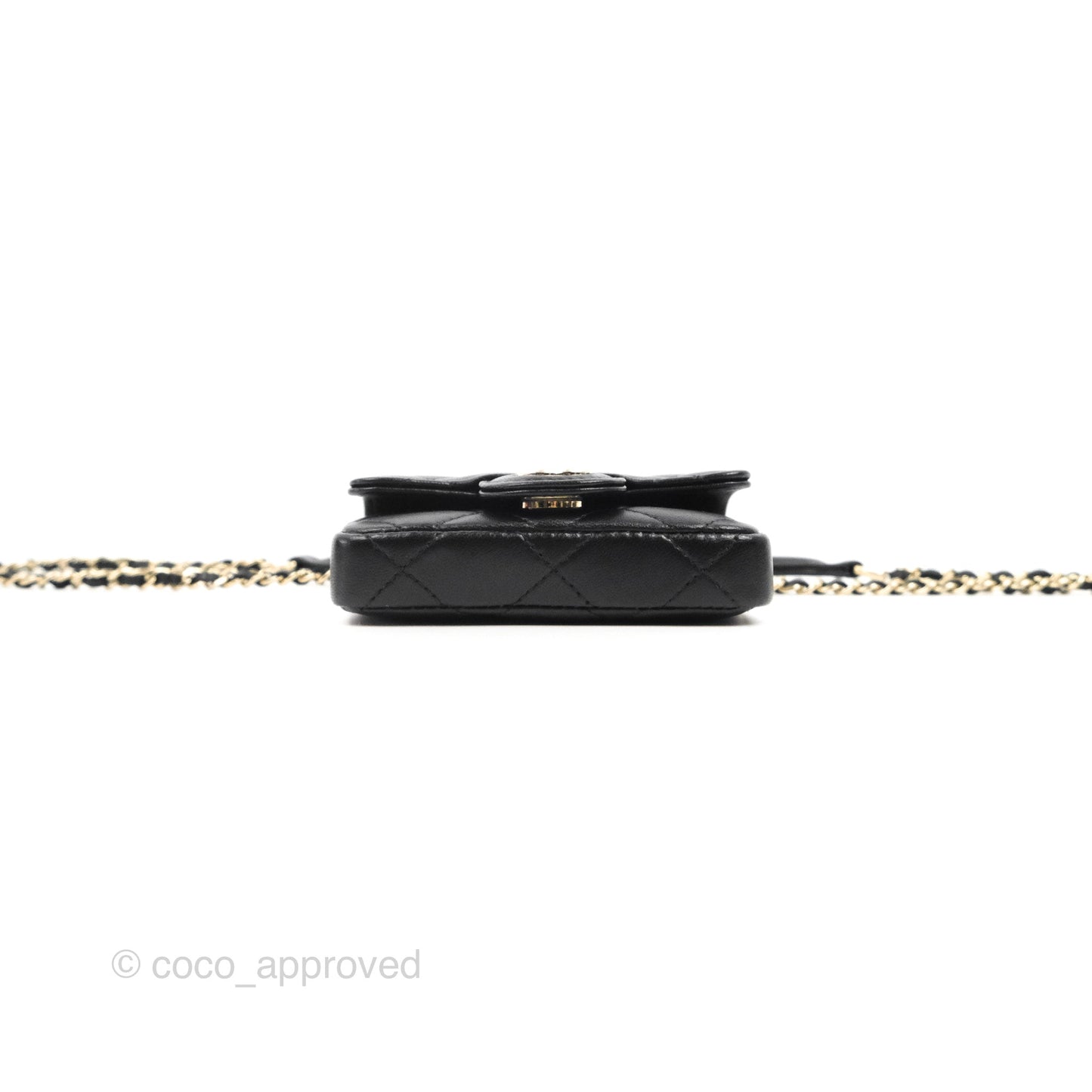 Chanel Bow Chain Belt Bag Black Lambskin Gold Hardware