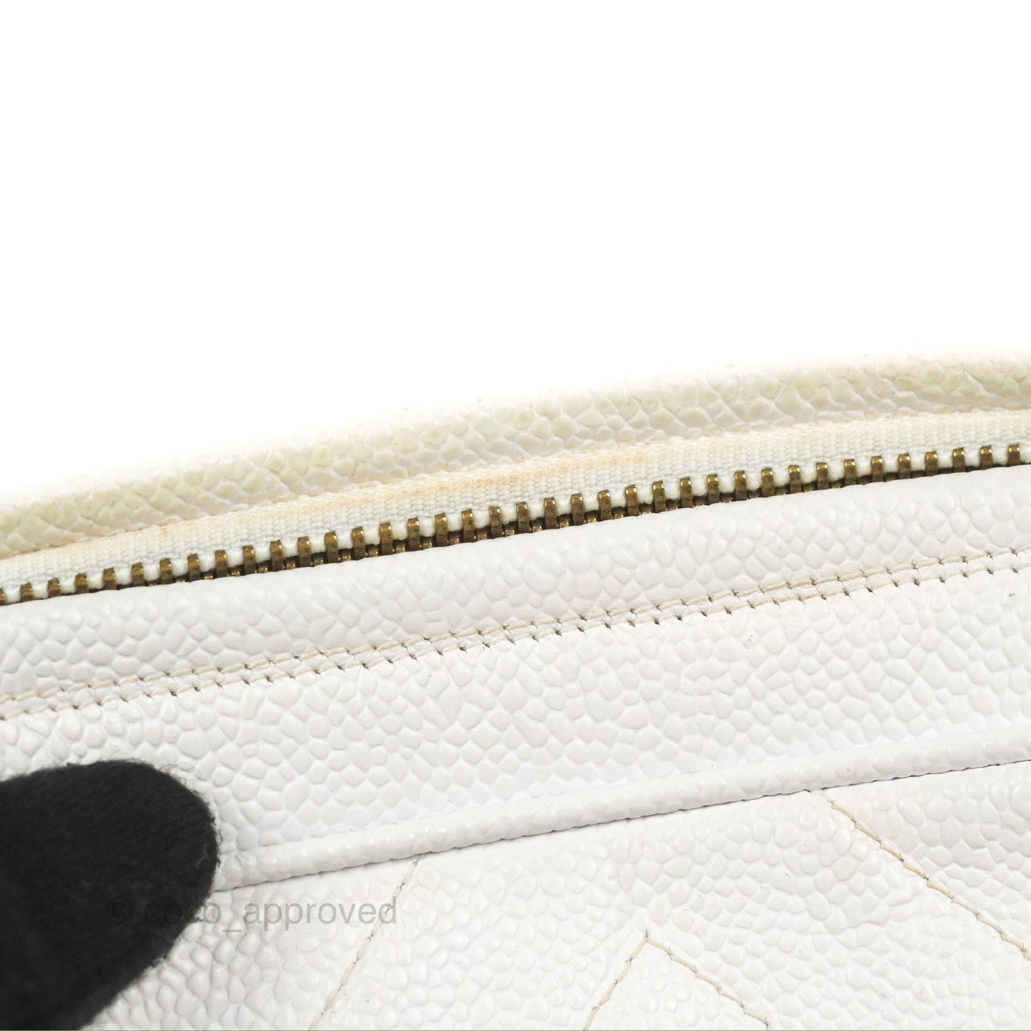 Chanel Chevron Quilted Tassel Camera Case White Caviar Gold Hardware