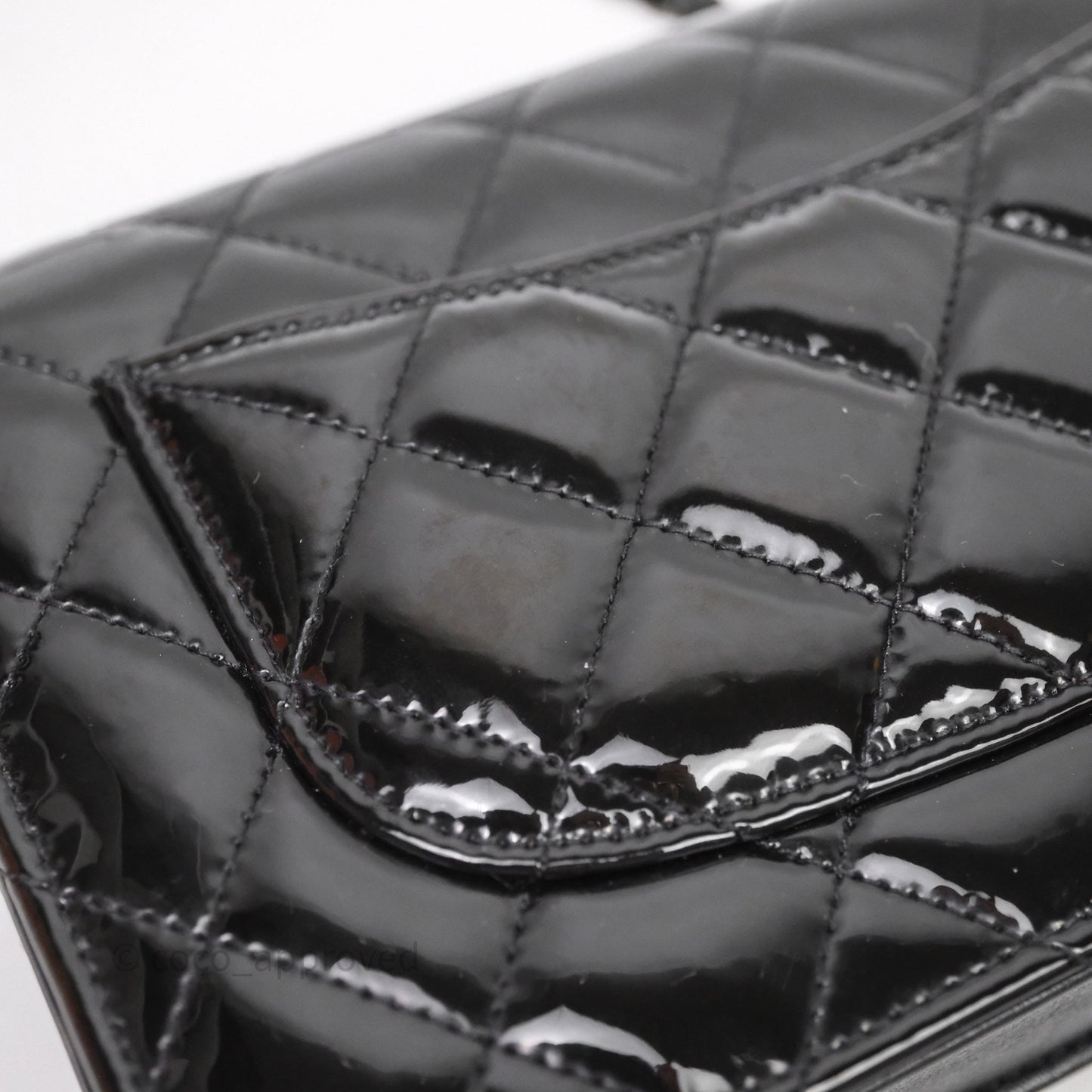 Chanel Quilted Wallet on Chain WOC Patent Leather So Black
