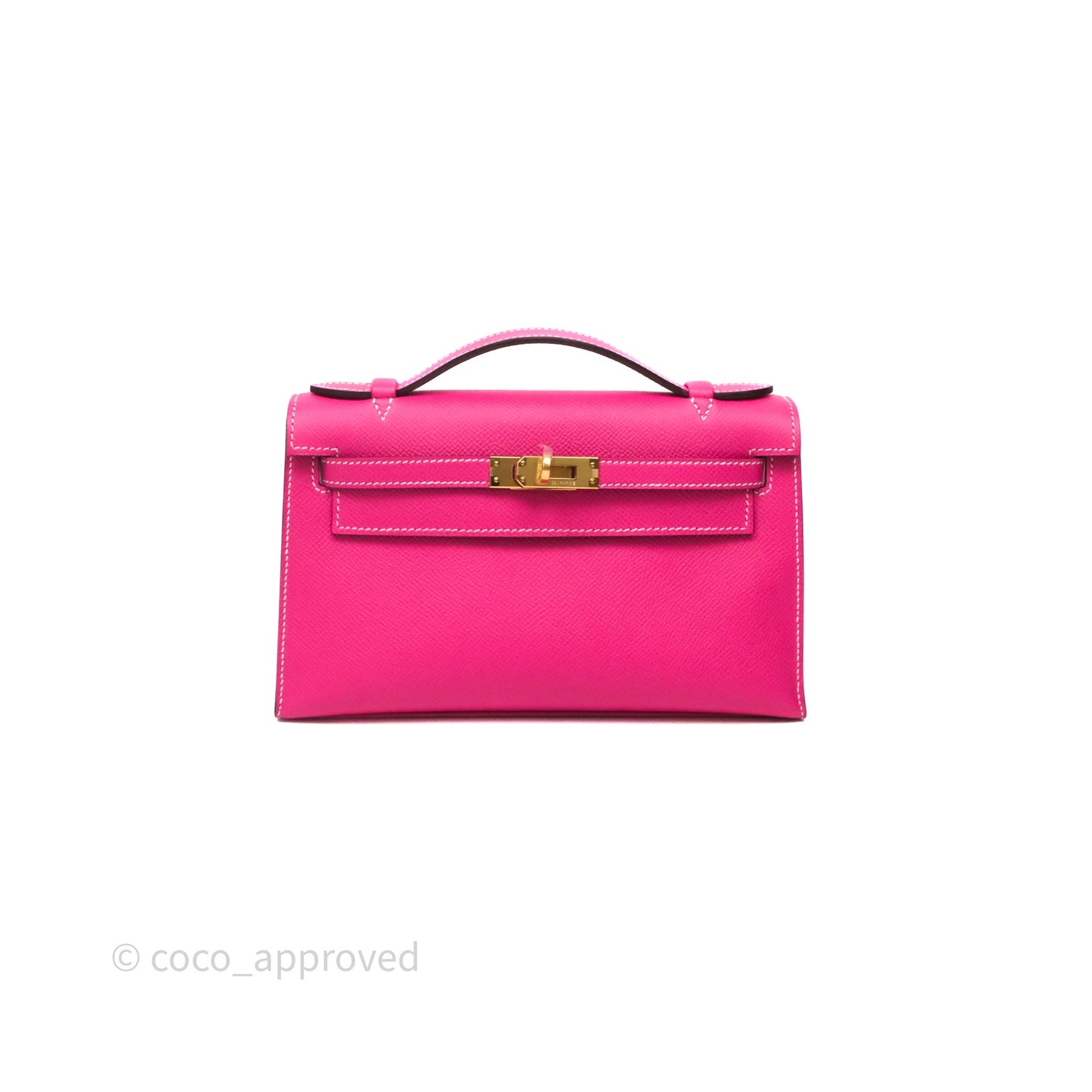 Hermès Kelly Pochette Clutch Rose Tyrien Epsom Gold Hardware