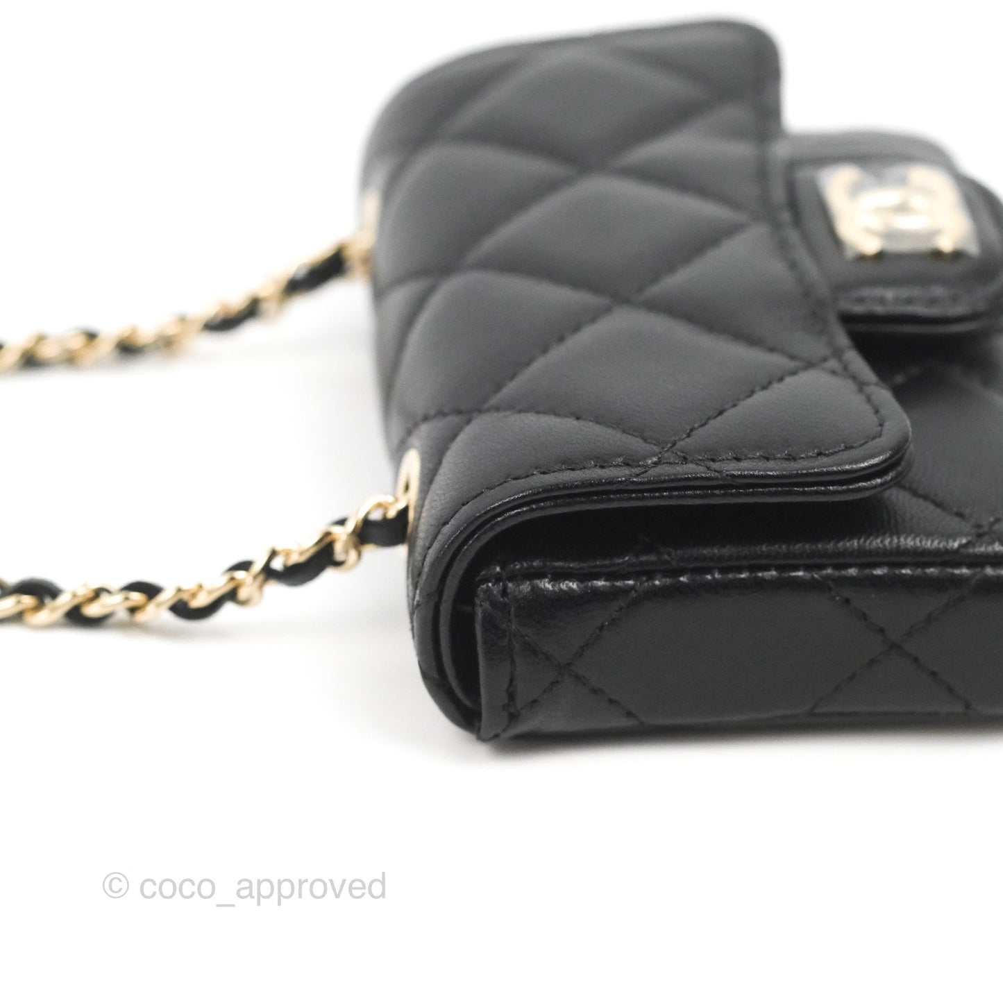 Chanel Bow Chain Belt Bag Black Lambskin Gold Hardware