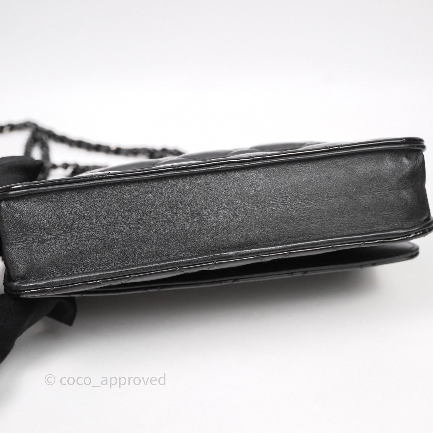 Chanel Quilted Wallet on Chain WOC Patent Leather So Black