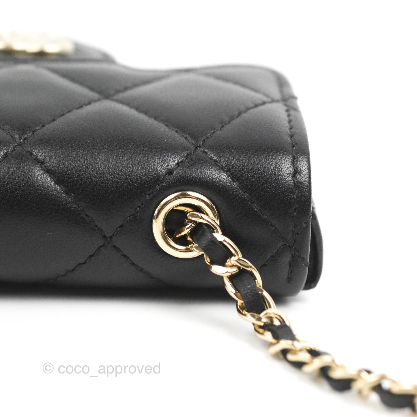 Chanel Bow Chain Belt Bag Black Lambskin Gold Hardware