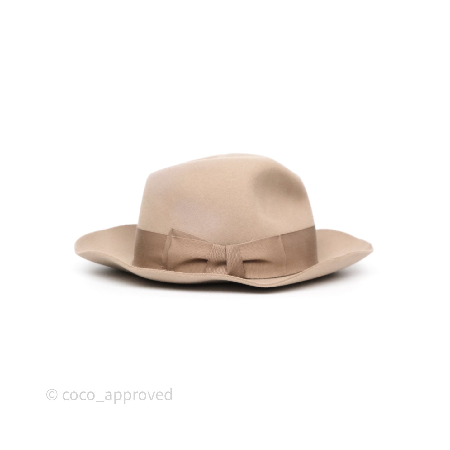 Hermès Rabbit Felt Bow Hat Wool Beige Size 58