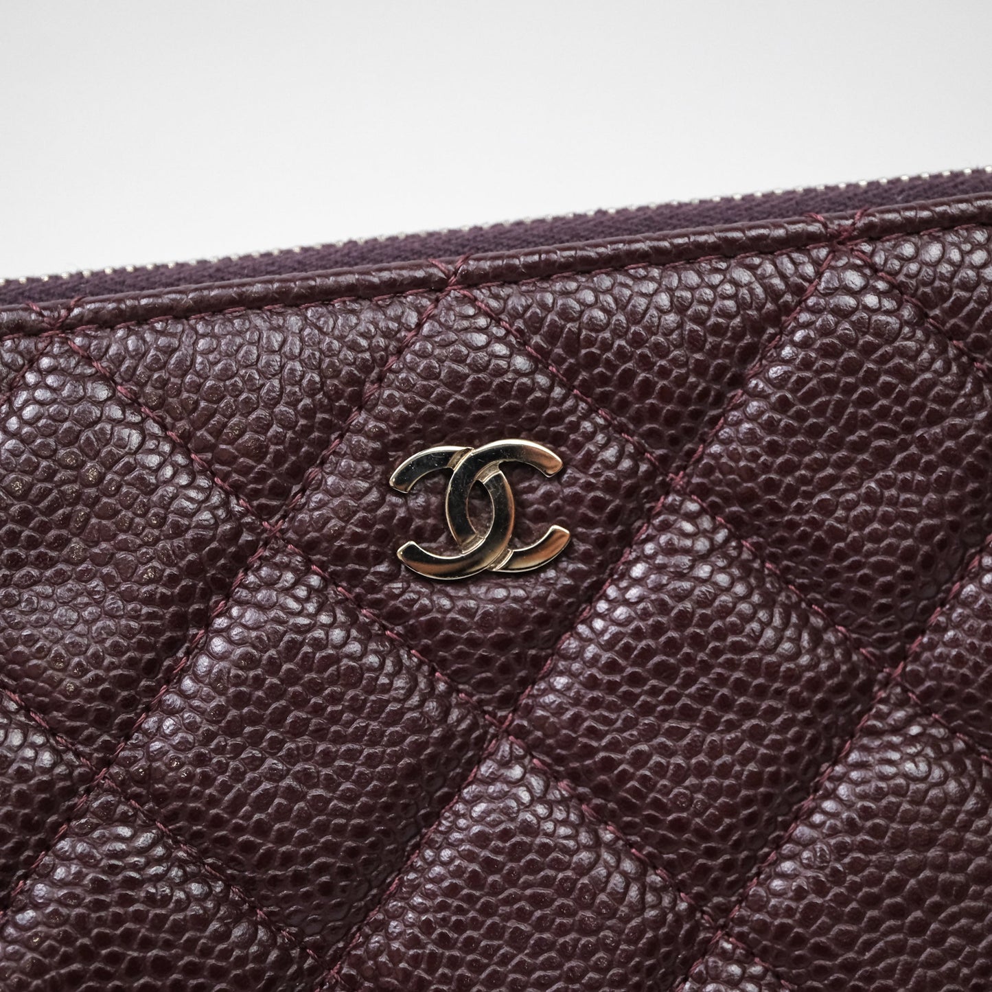 Chanel CC Pouch Caviar Dark Purple Silver Hardware