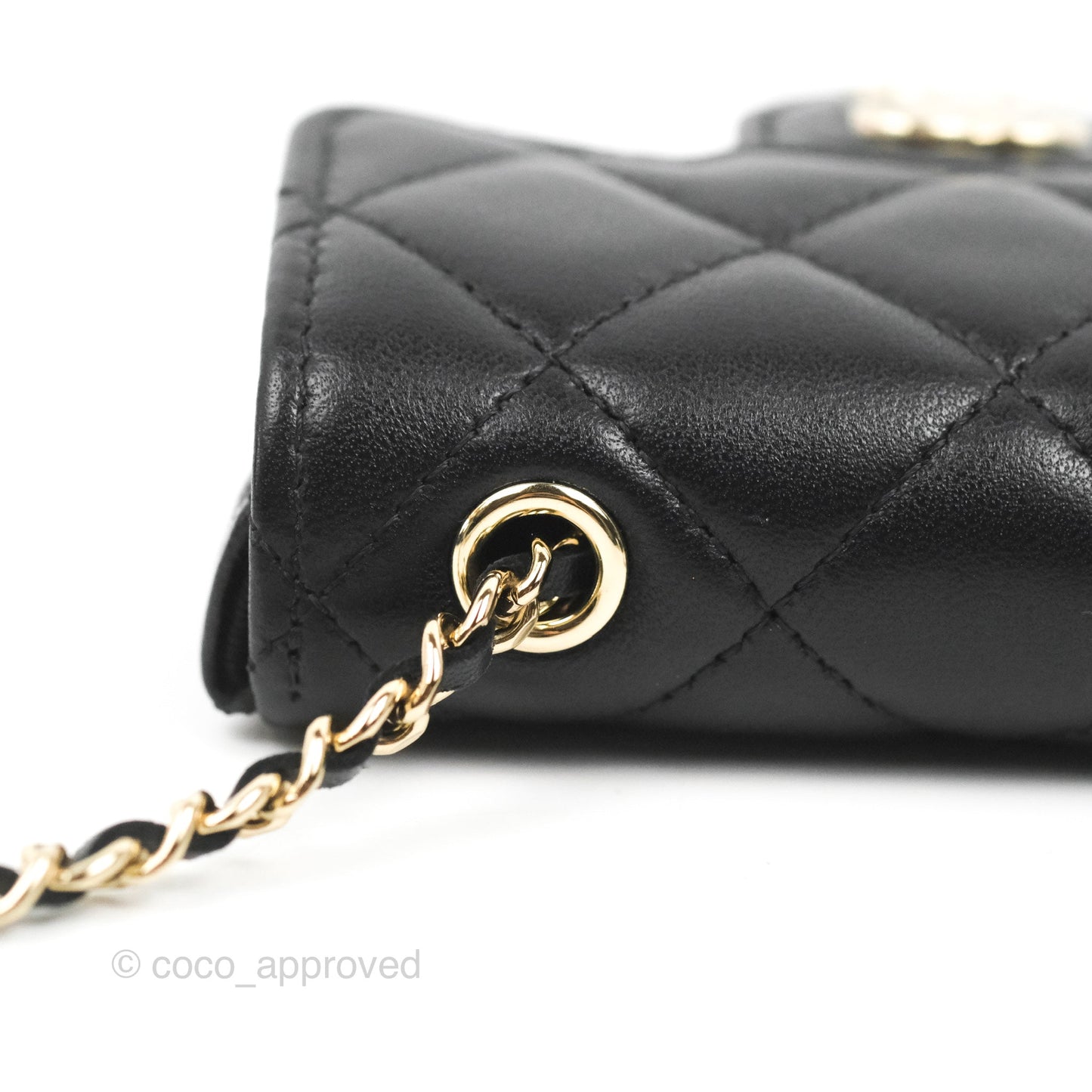 Chanel Bow Chain Belt Bag Black Lambskin Gold Hardware