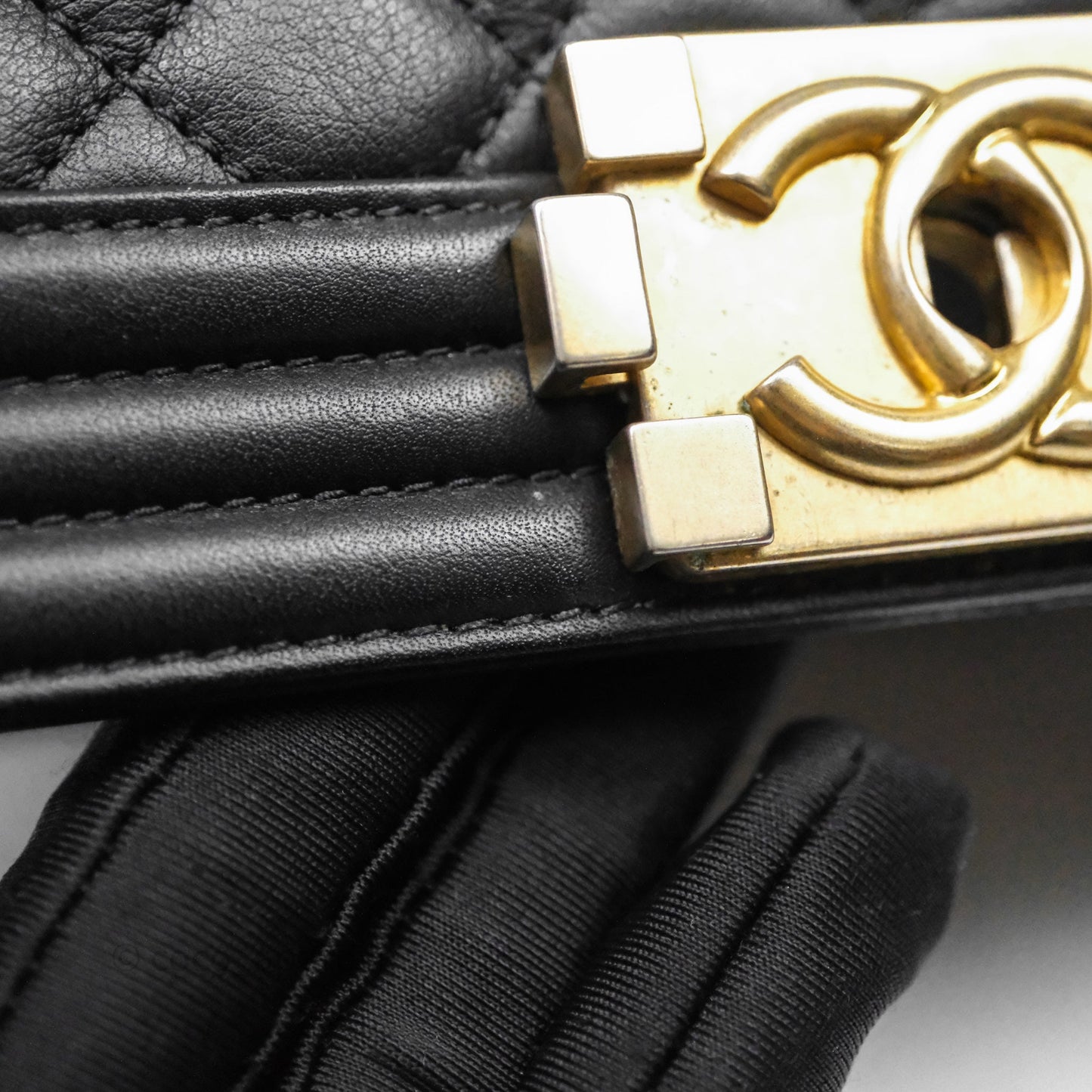 Chanel Medium Boy Quilted Black Calfskin Aged Gold Hardware