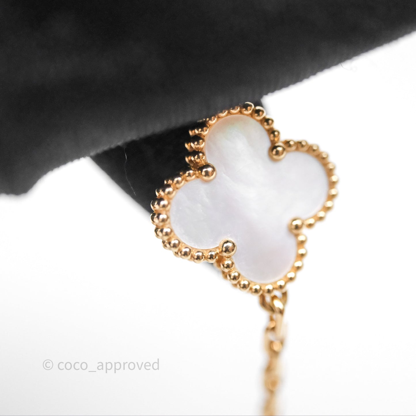 Van Cleef & Arpels Vintage Alhambra 5 Motifs White Yellow Gold Bracelet