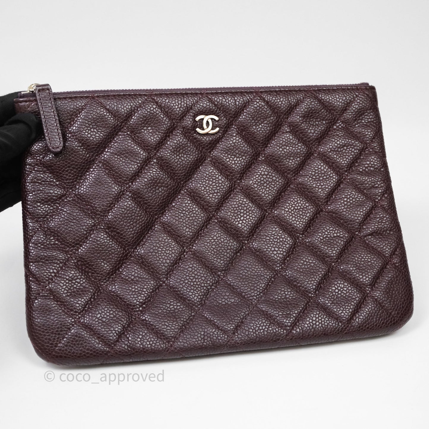Chanel CC Pouch Caviar Dark Purple Silver Hardware