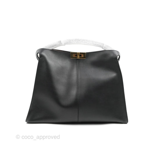 Fendi Large Peekaboo X-Lite Black Calfskin Gold Hardware