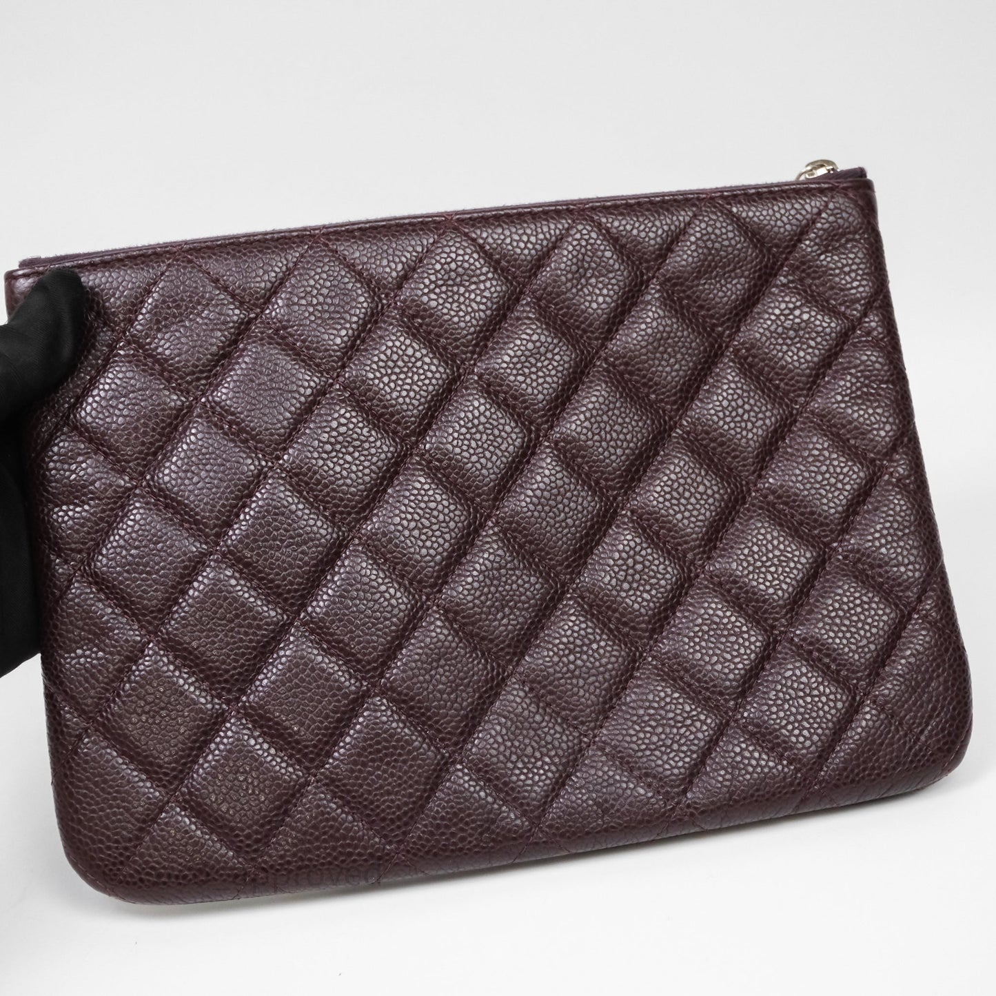 Chanel CC Pouch Caviar Dark Purple Silver Hardware