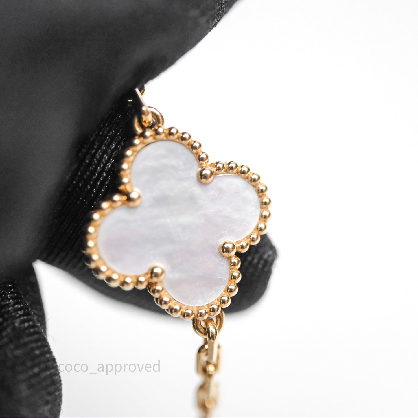 Van Cleef & Arpels Vintage Alhambra 5 Motifs White Yellow Gold Bracelet