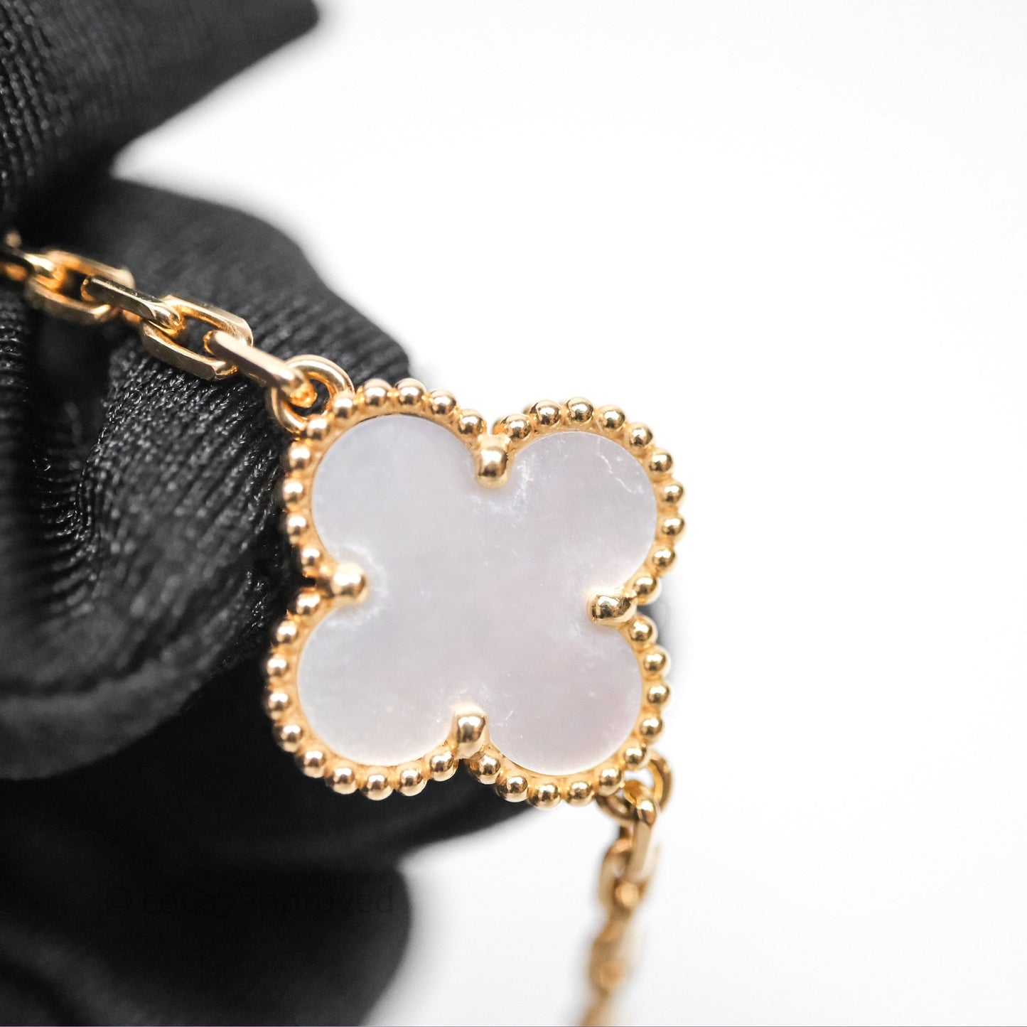 Van Cleef & Arpels Vintage Alhambra 5 Motifs White Yellow Gold Bracelet