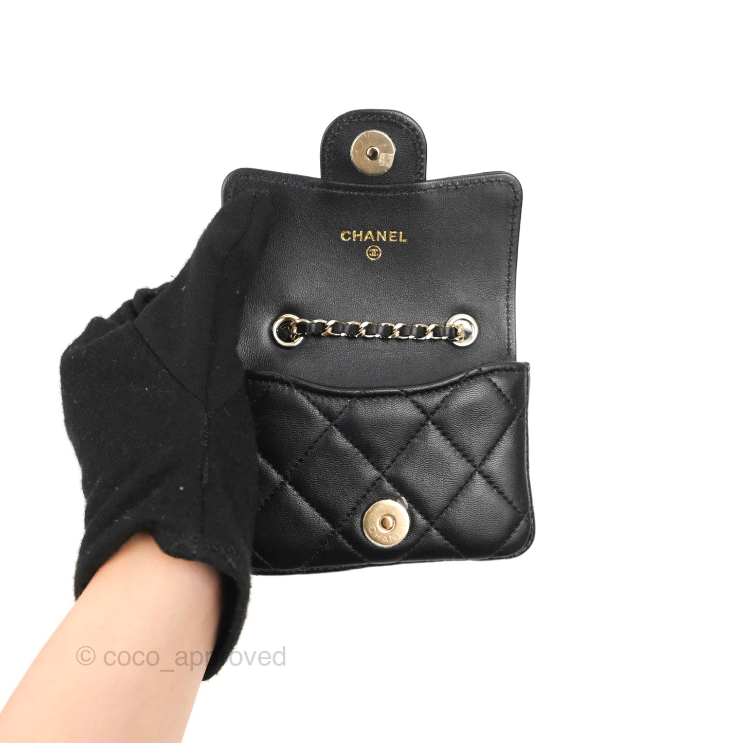 Chanel Bow Chain Belt Bag Black Lambskin Gold Hardware