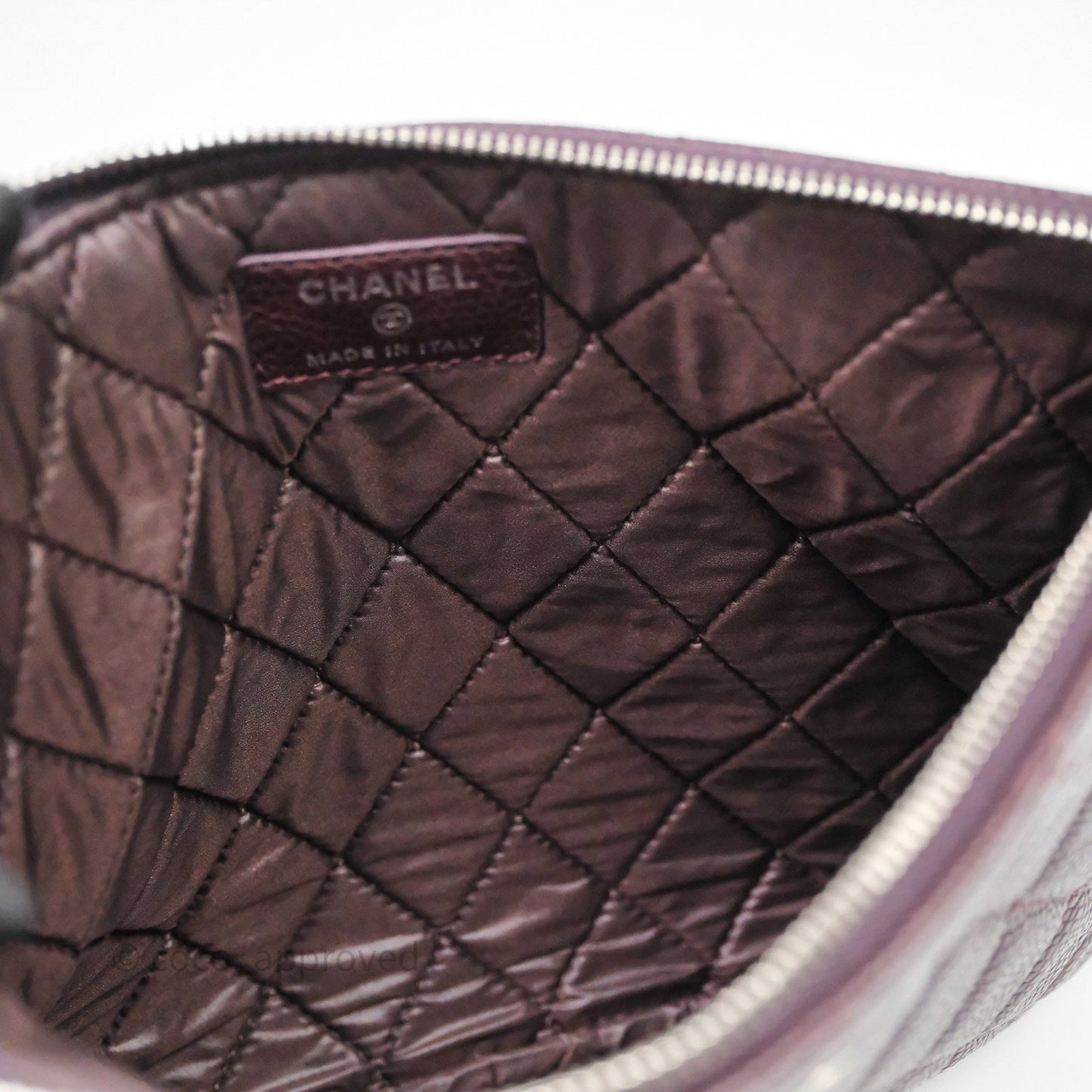 Chanel CC Pouch Caviar Dark Purple Silver Hardware