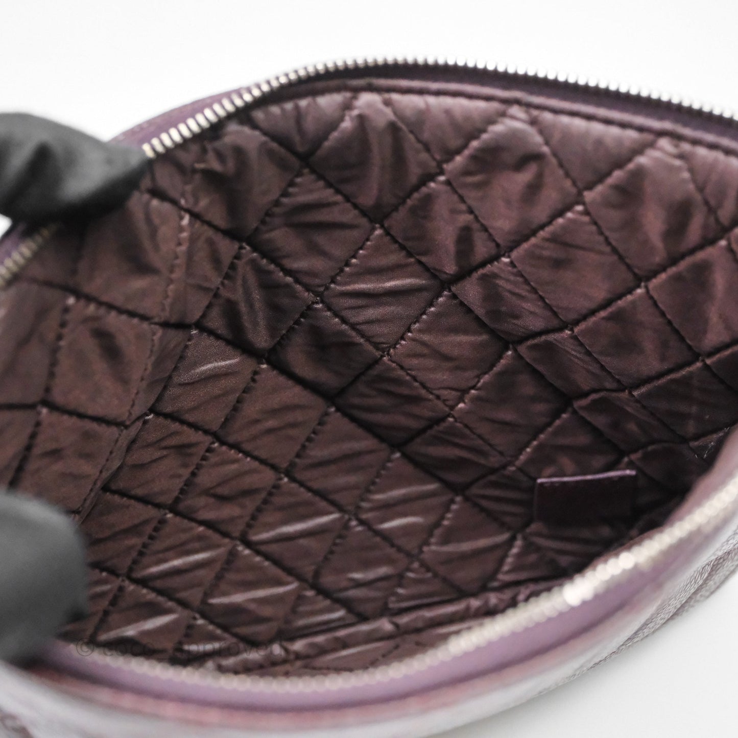Chanel CC Pouch Caviar Dark Purple Silver Hardware