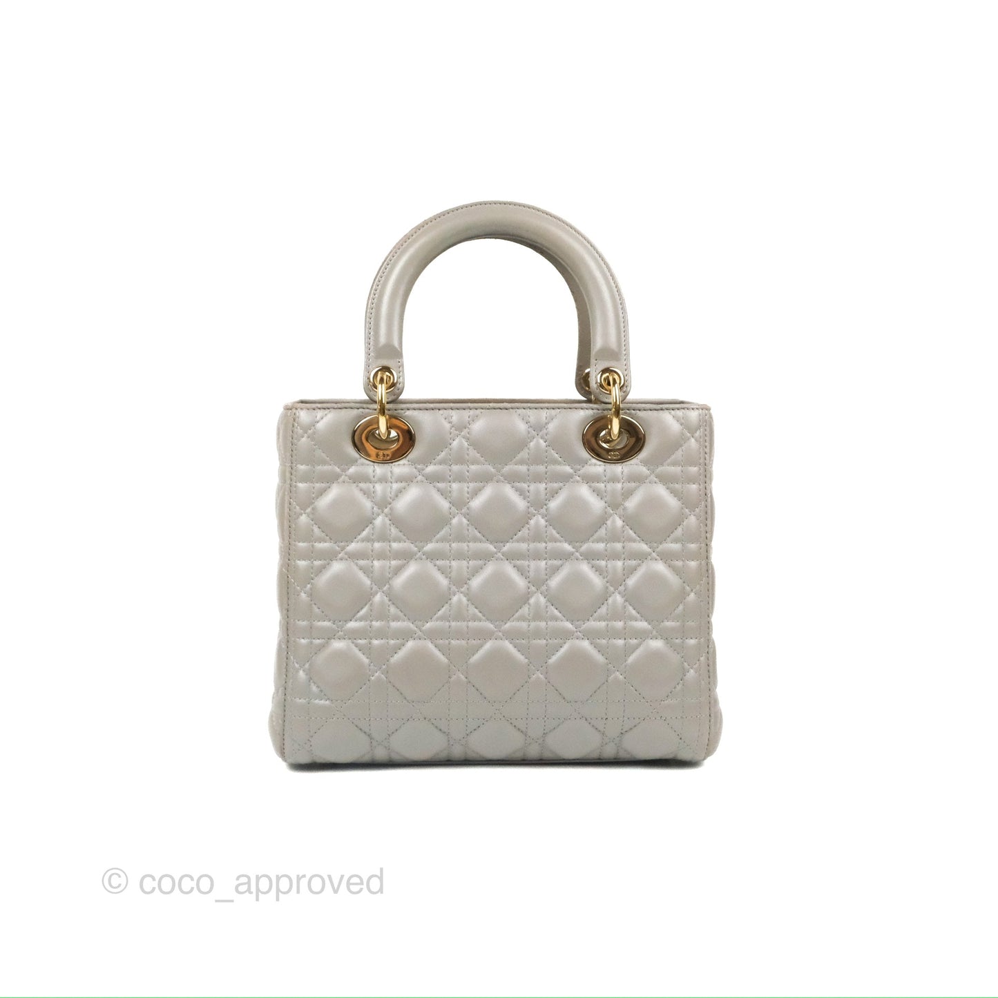 Christian Dior Medium Lady Dior Grey Lambskin Gold Hardware Fox Charm