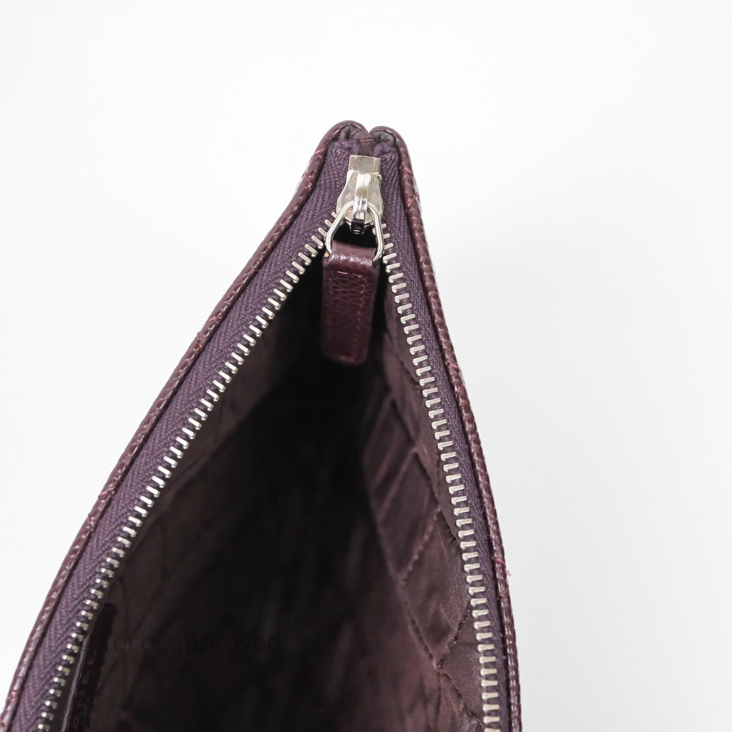Chanel CC Pouch Caviar Dark Purple Silver Hardware