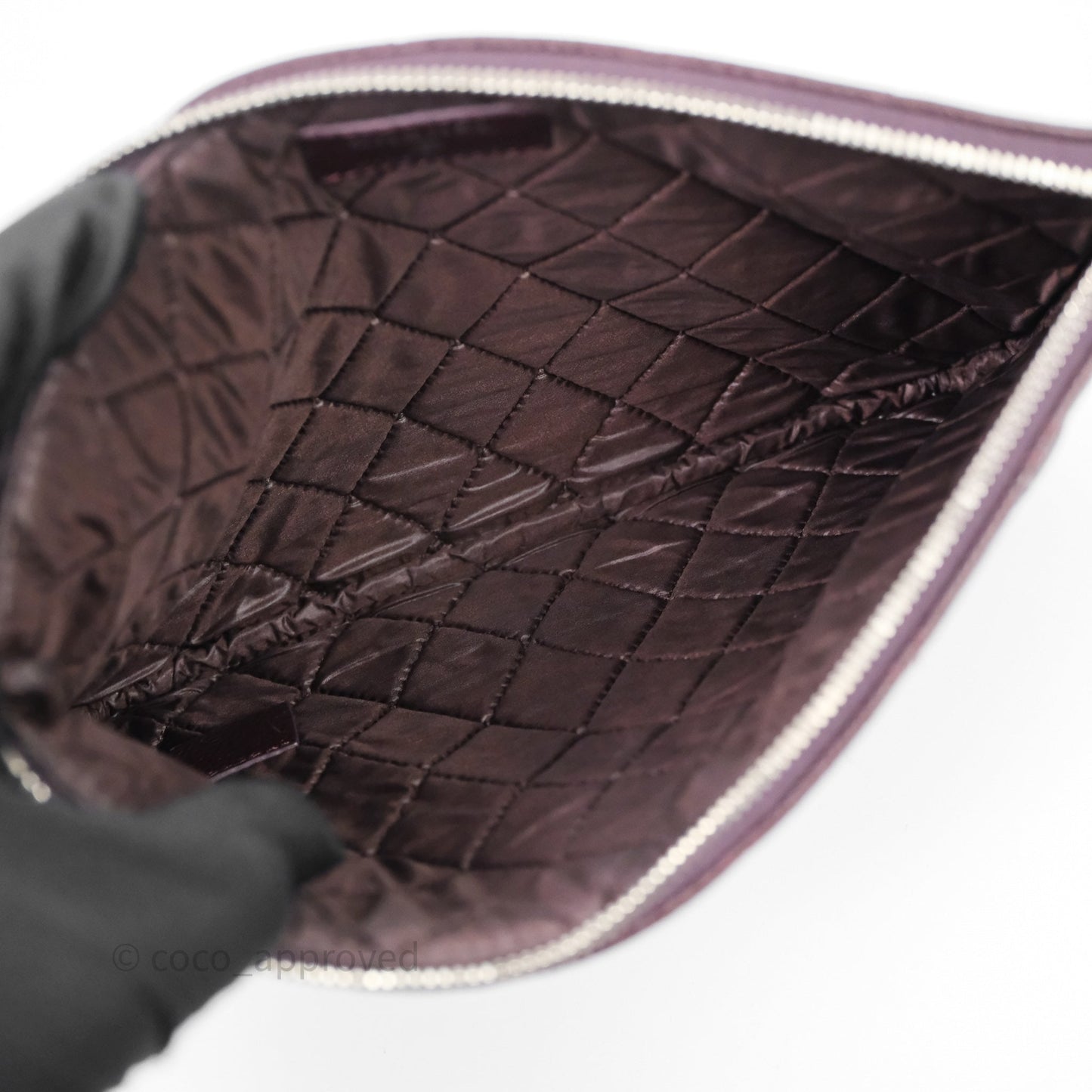 Chanel CC Pouch Caviar Dark Purple Silver Hardware
