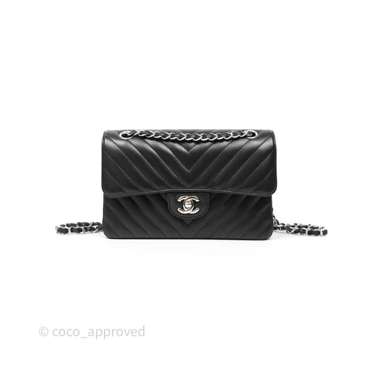 Chanel Small Flap Chevron Black lambskin Silver Hardware