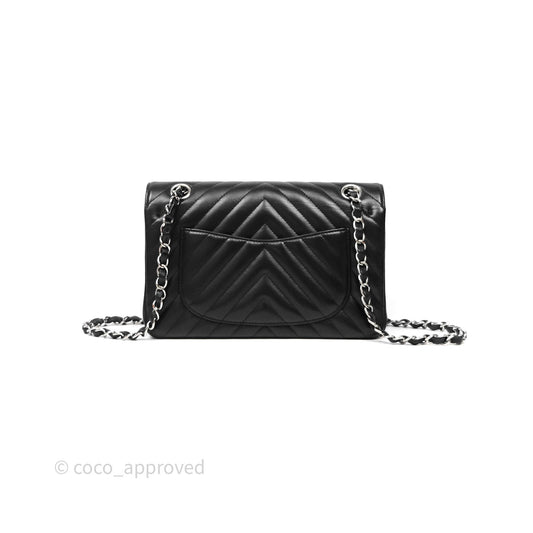Chanel Small Flap Chevron Black lambskin Silver Hardware