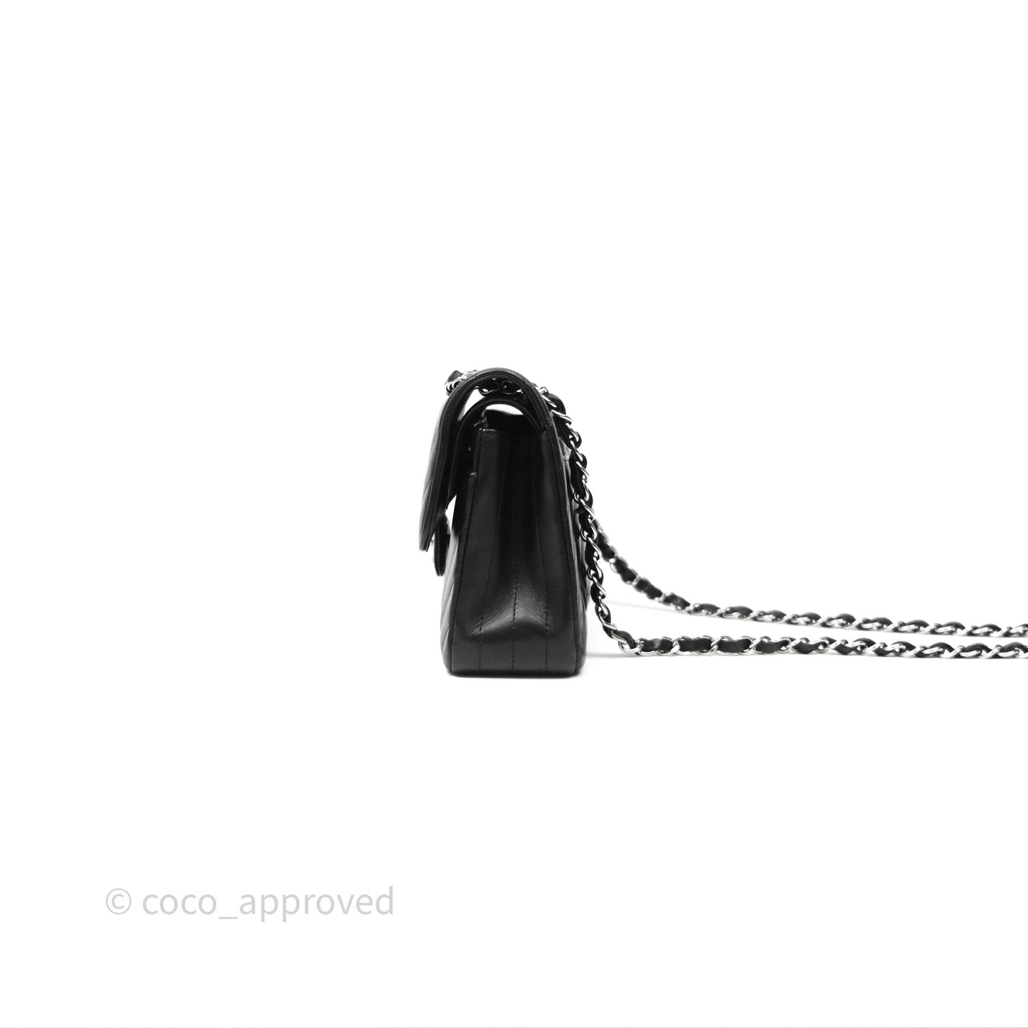 Chanel Small Flap Chevron Black lambskin Silver Hardware