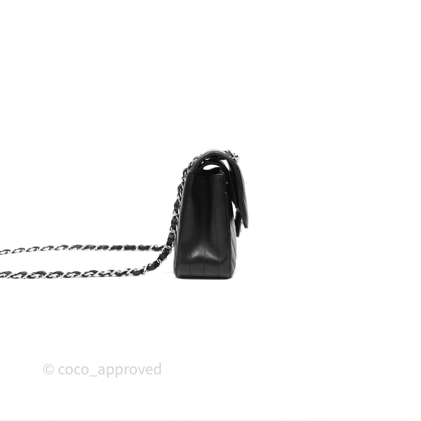 Chanel Small Flap Chevron Black lambskin Silver Hardware