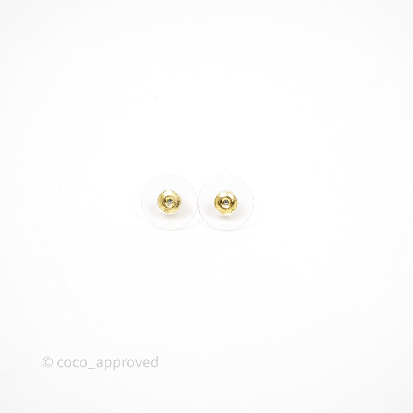 Chanel CC Square Black Earrings Gold Tone 24A