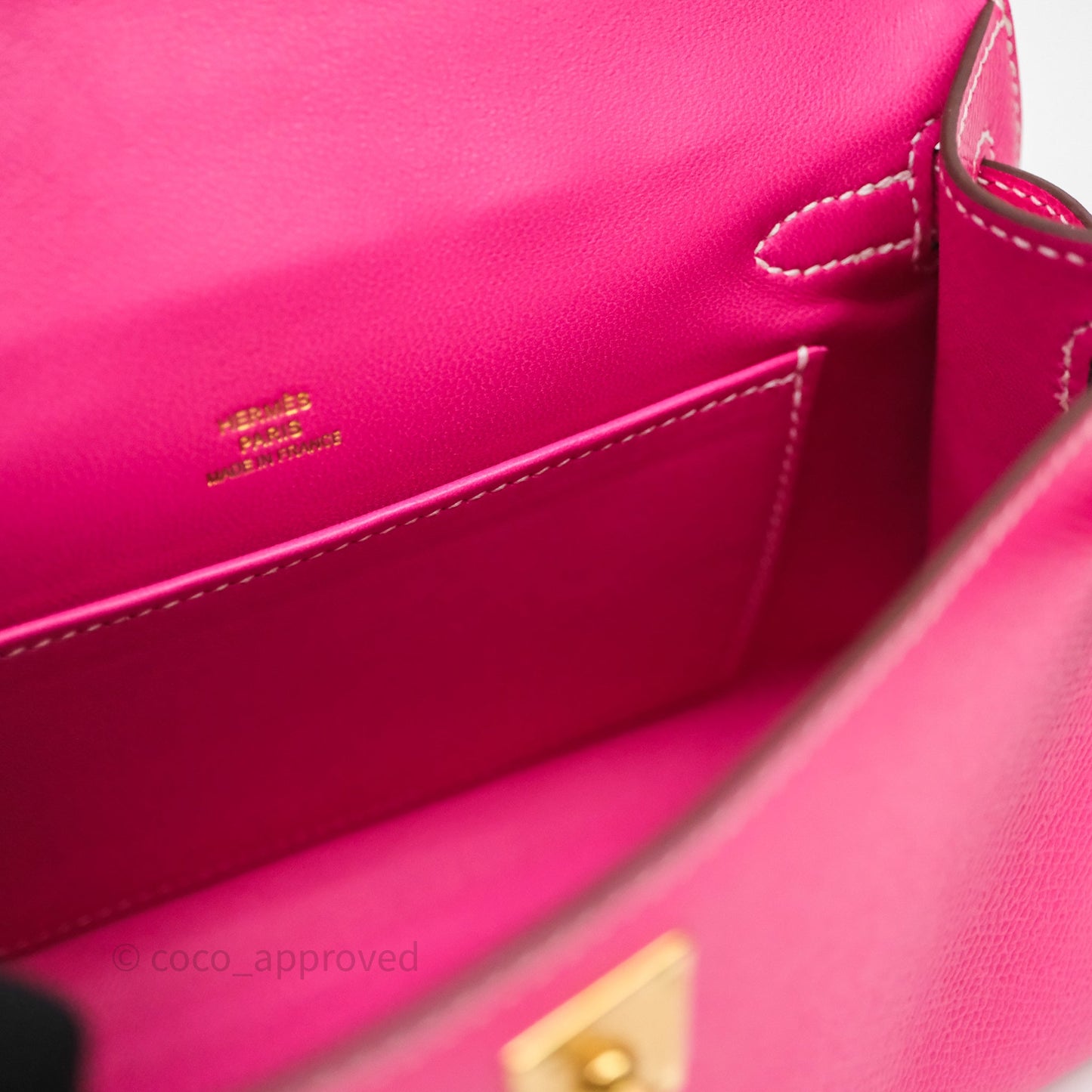 Hermès Kelly Pochette Clutch Rose Tyrien Epsom Gold Hardware