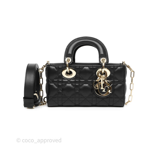 Christian Dior Mini Lady D-Joy Bag Black Cannage Lambskin Gold Hardware