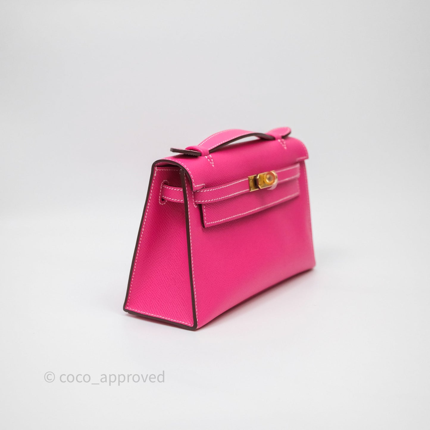 Hermès Kelly Pochette Clutch Rose Tyrien Epsom Gold Hardware