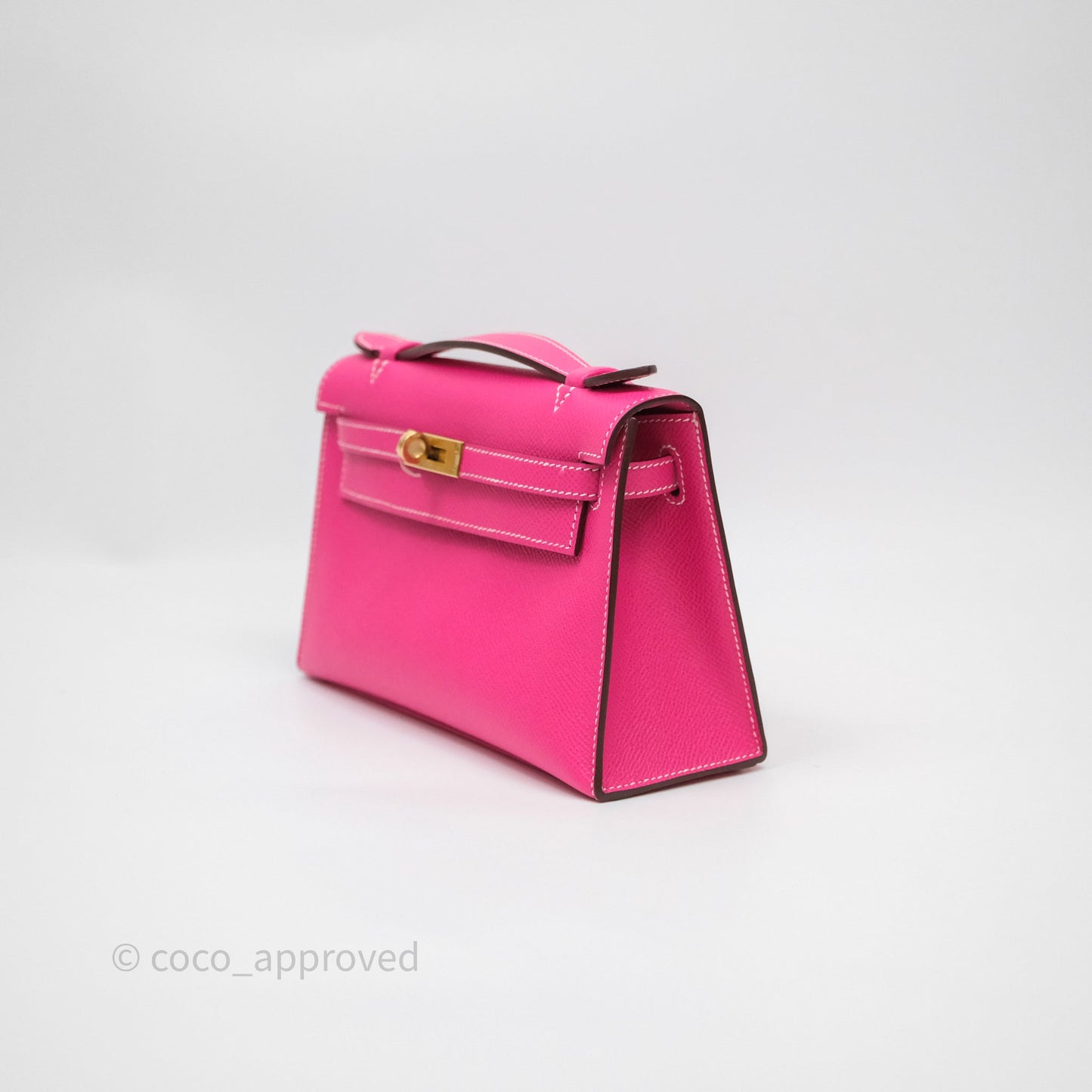 Hermès Kelly Pochette Clutch Rose Tyrien Epsom Gold Hardware