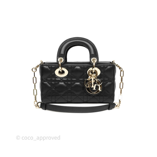 Christian Dior Mini Lady D-Joy Bag Black Cannage Lambskin Gold Hardware
