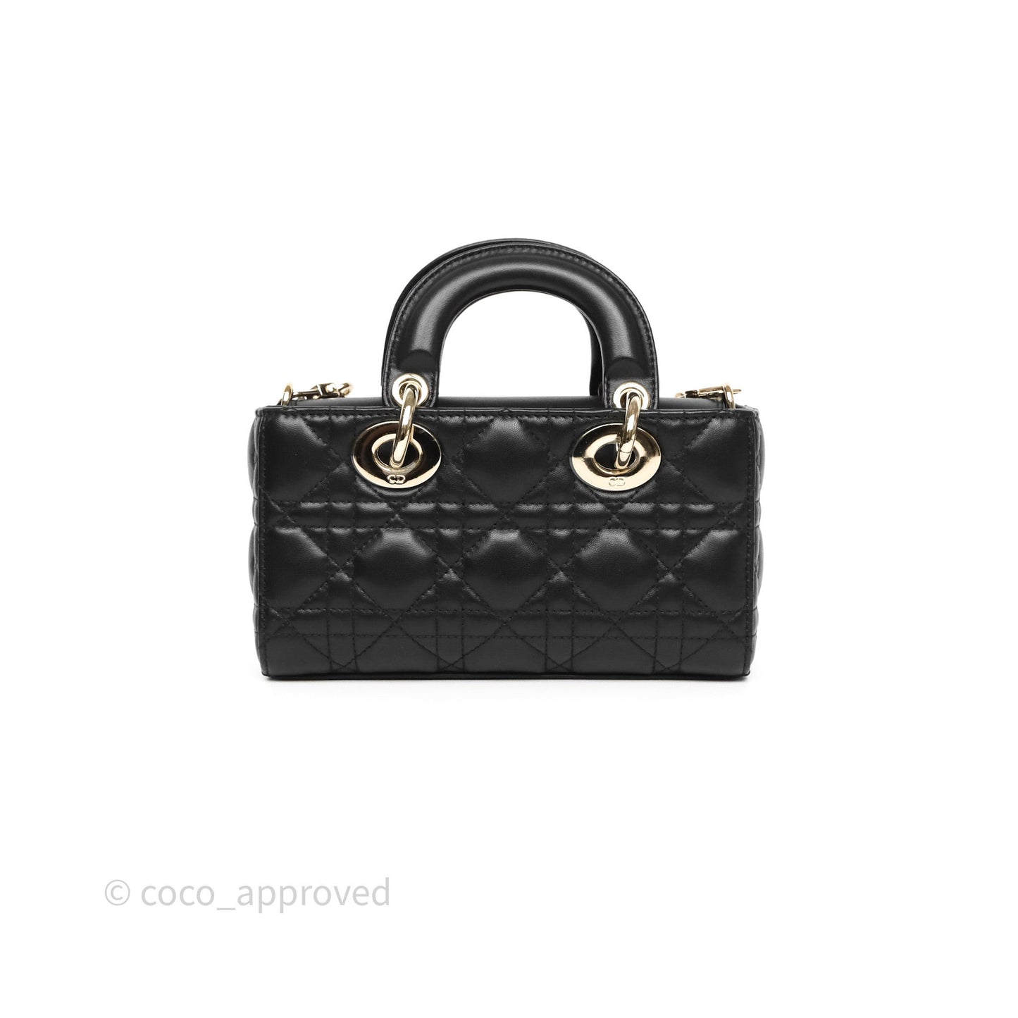 Christian Dior Mini Lady D-Joy Bag Black Cannage Lambskin Gold Hardware