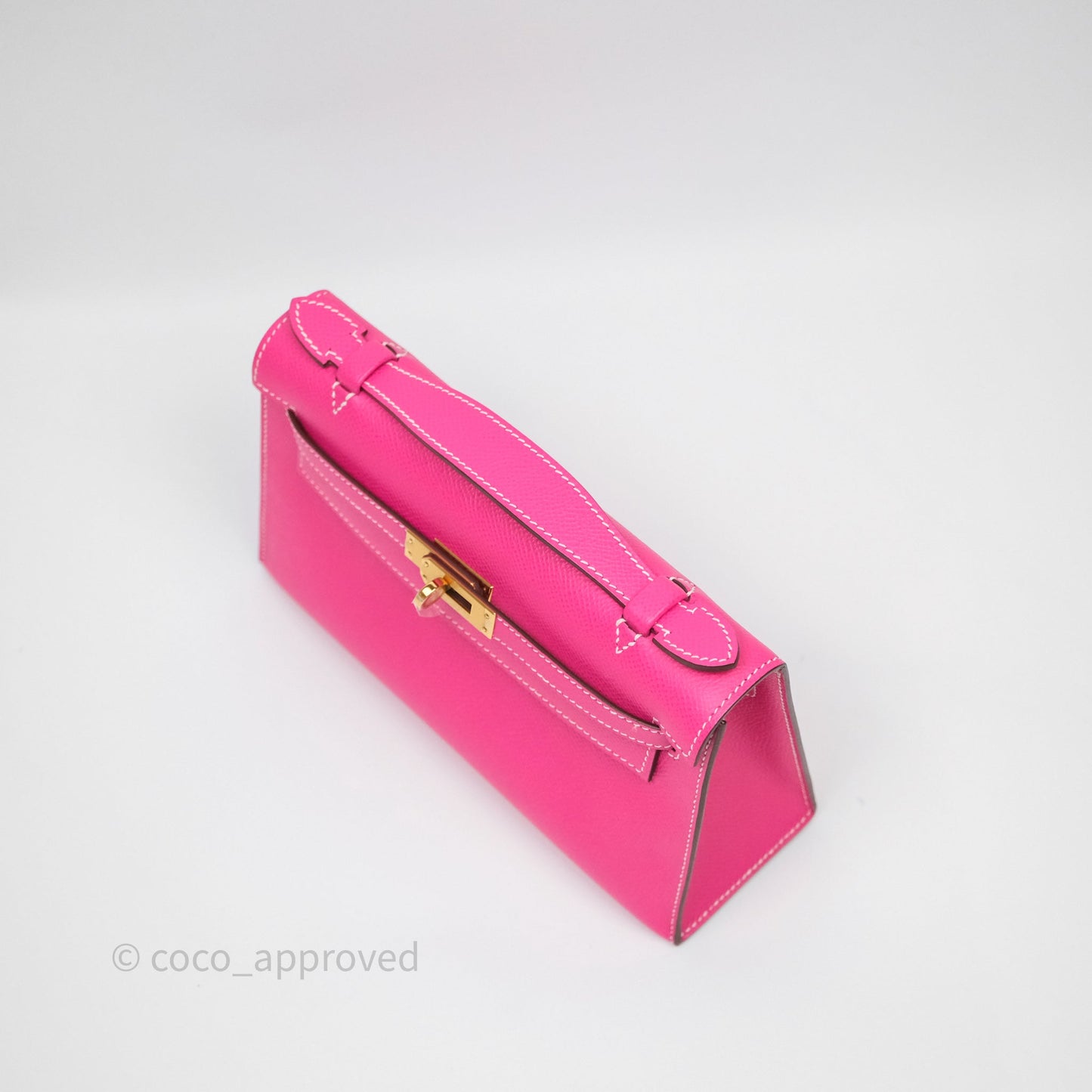Hermès Kelly Pochette Clutch Rose Tyrien Epsom Gold Hardware