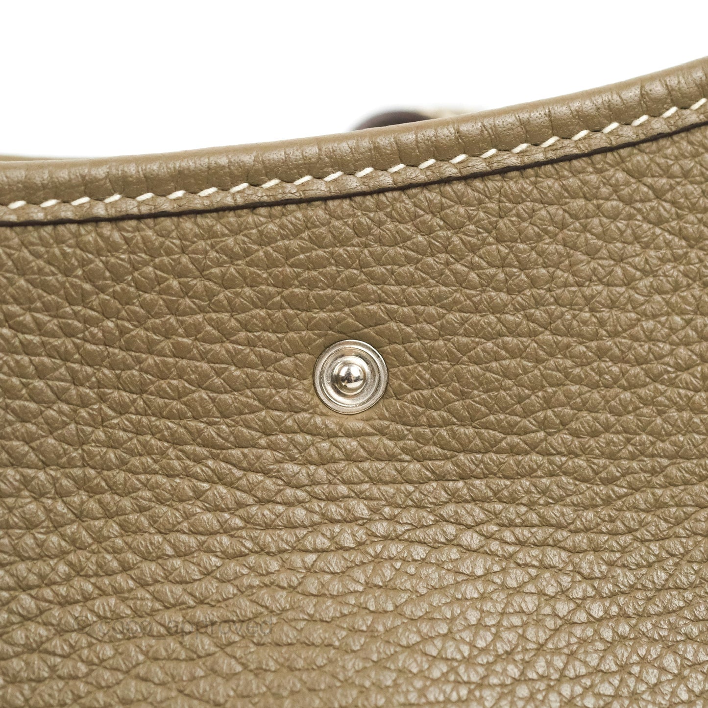 Hermès Mini Evelyne 16 Etoupe Clemence Silver Hardware with Bleu Indigo Strap